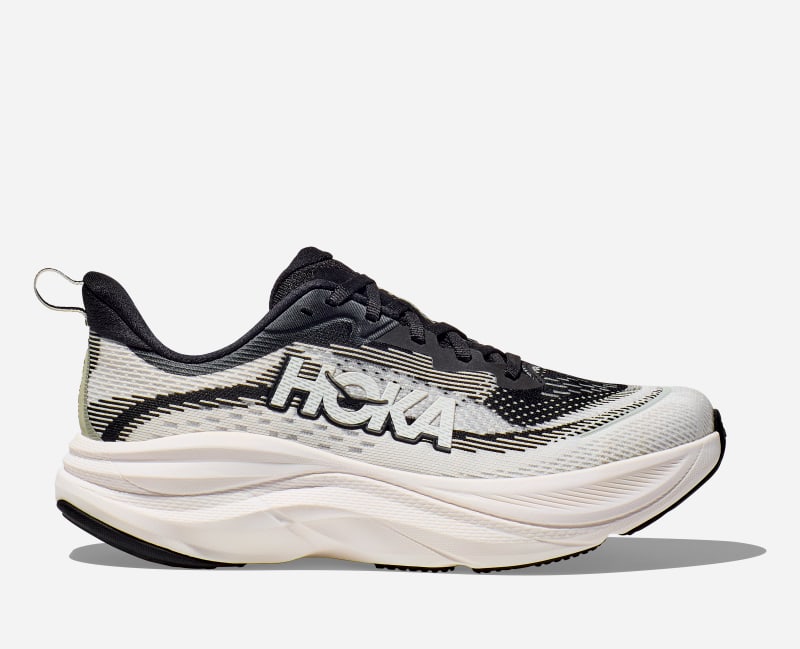 HOKA Women's Skyflow Shoes in Black/White, Size 8