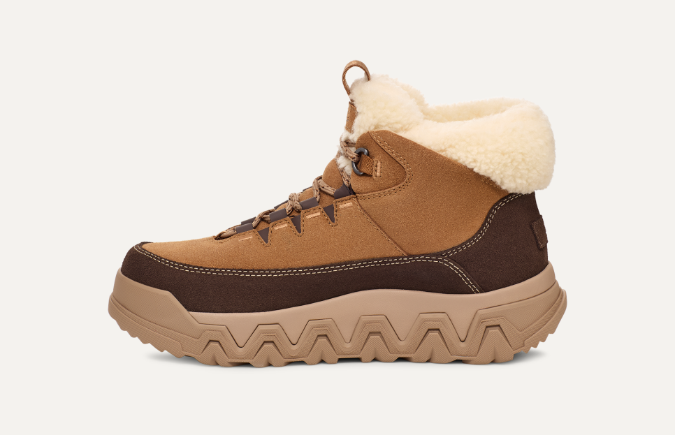 UGG® Women's TerreTrail Cozy Lace Suede/Waterproof Cold Weather Boots in Chestnut, Size 8.5