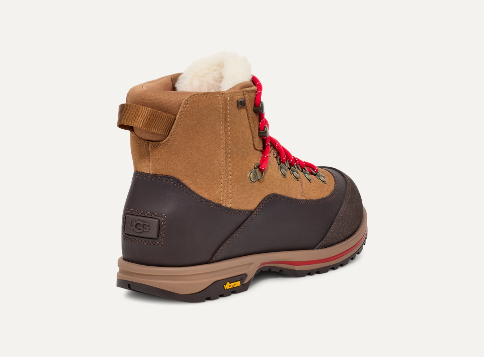 UGG® Women's Brecken Lace Leather/Suede Cold Weather Boots in Chestnut, Size 5