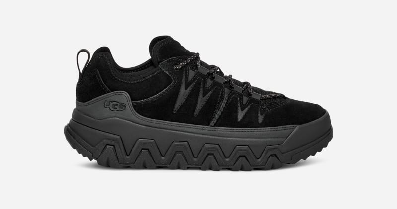UGG® Women's CapTrail Low Suede/Textile/Recycled Materials Sneakers in Black, Size 7.5