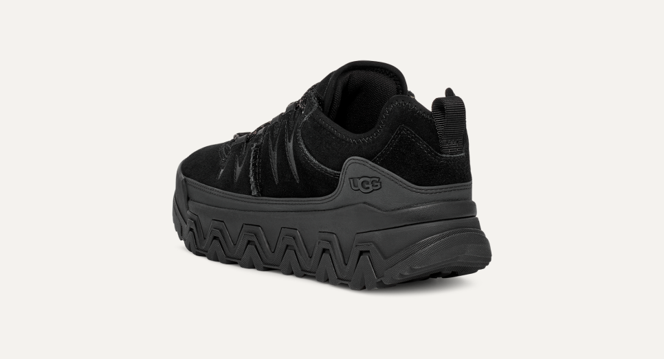 UGG® Women's CapTrail Low Suede/Textile/Recycled Materials Sneakers in Black, Size 7.5