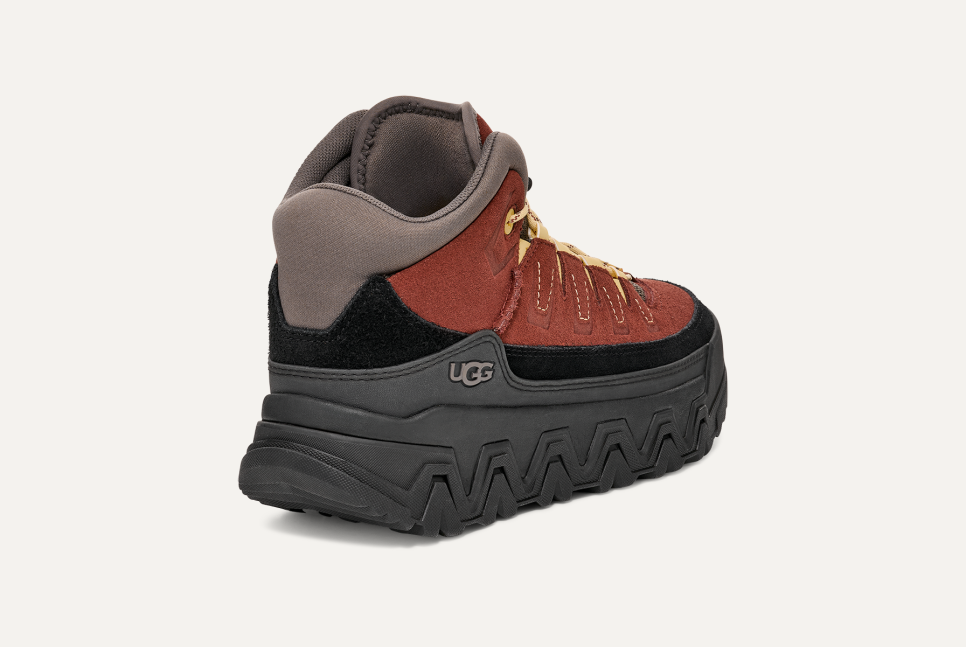 UGG® Women's CapTrail High Suede/Textile/Recycled Materials Sneakers in Red Jasper, Size 5