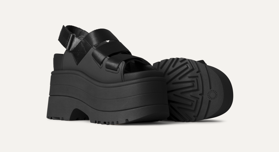 UGG® Women's GoldenRise Synthetic/Textile/Recycled Materials Sandals in Black, Size 7