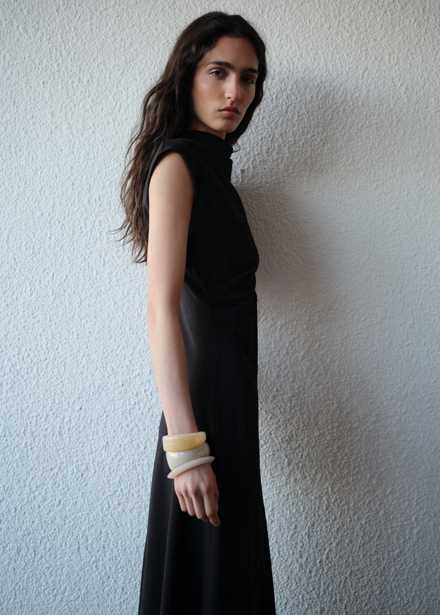 MANGO - A-line dress with draped waist black - 8 - Woman