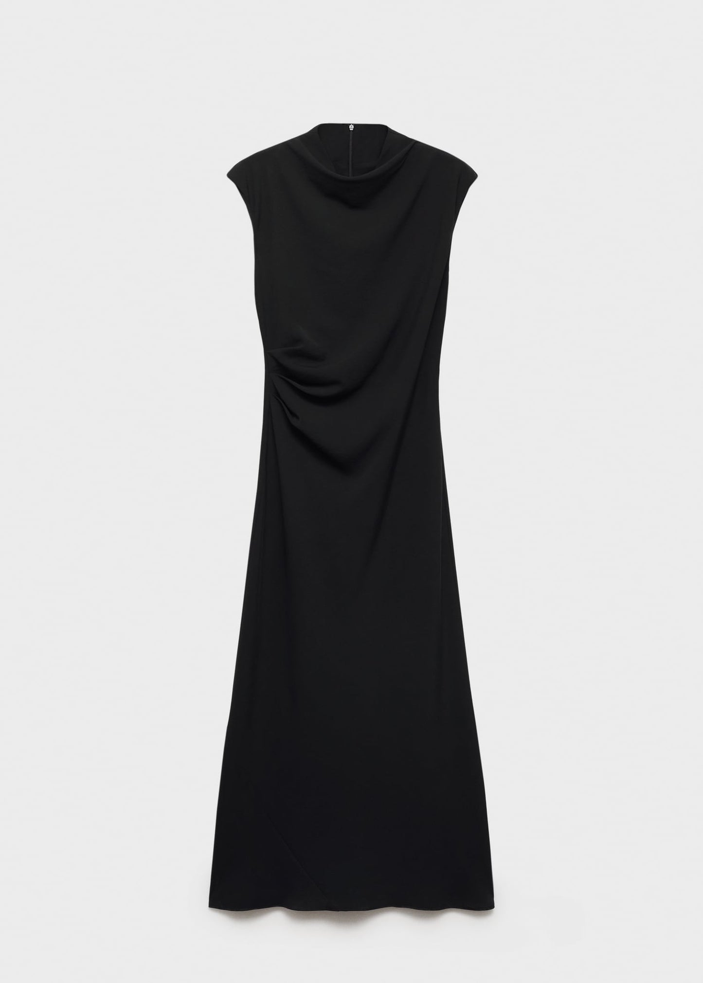 MANGO - A-line dress with draped waist black - 8 - Woman