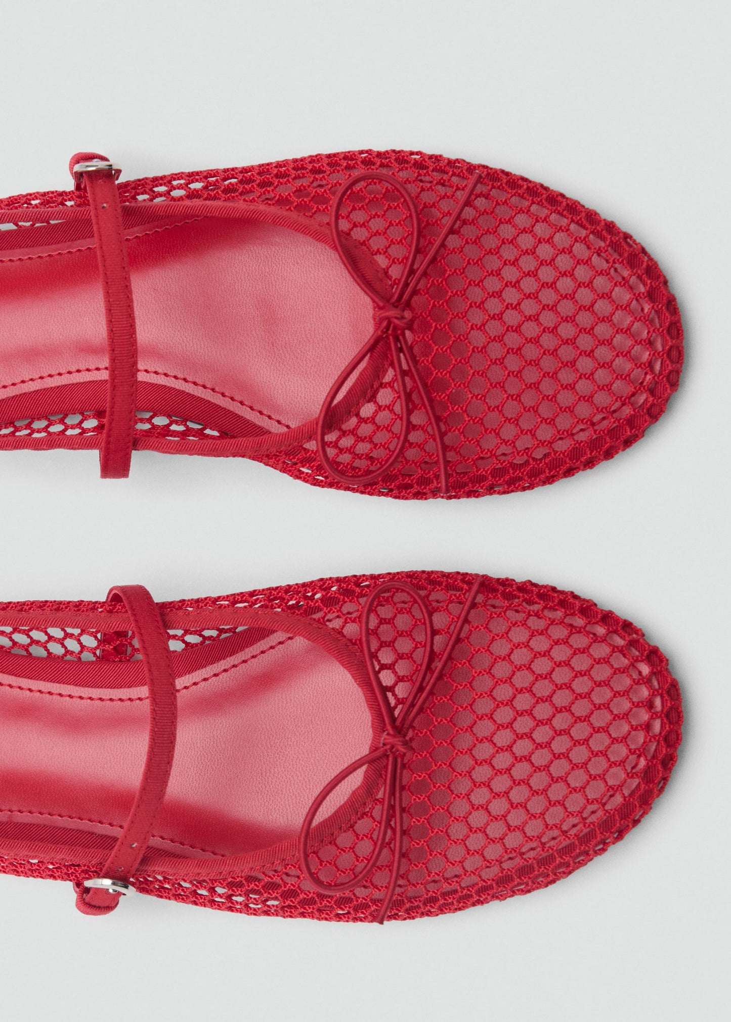 MANGO - Mesh ballerina flats with buckle strap red - 9 - Woman