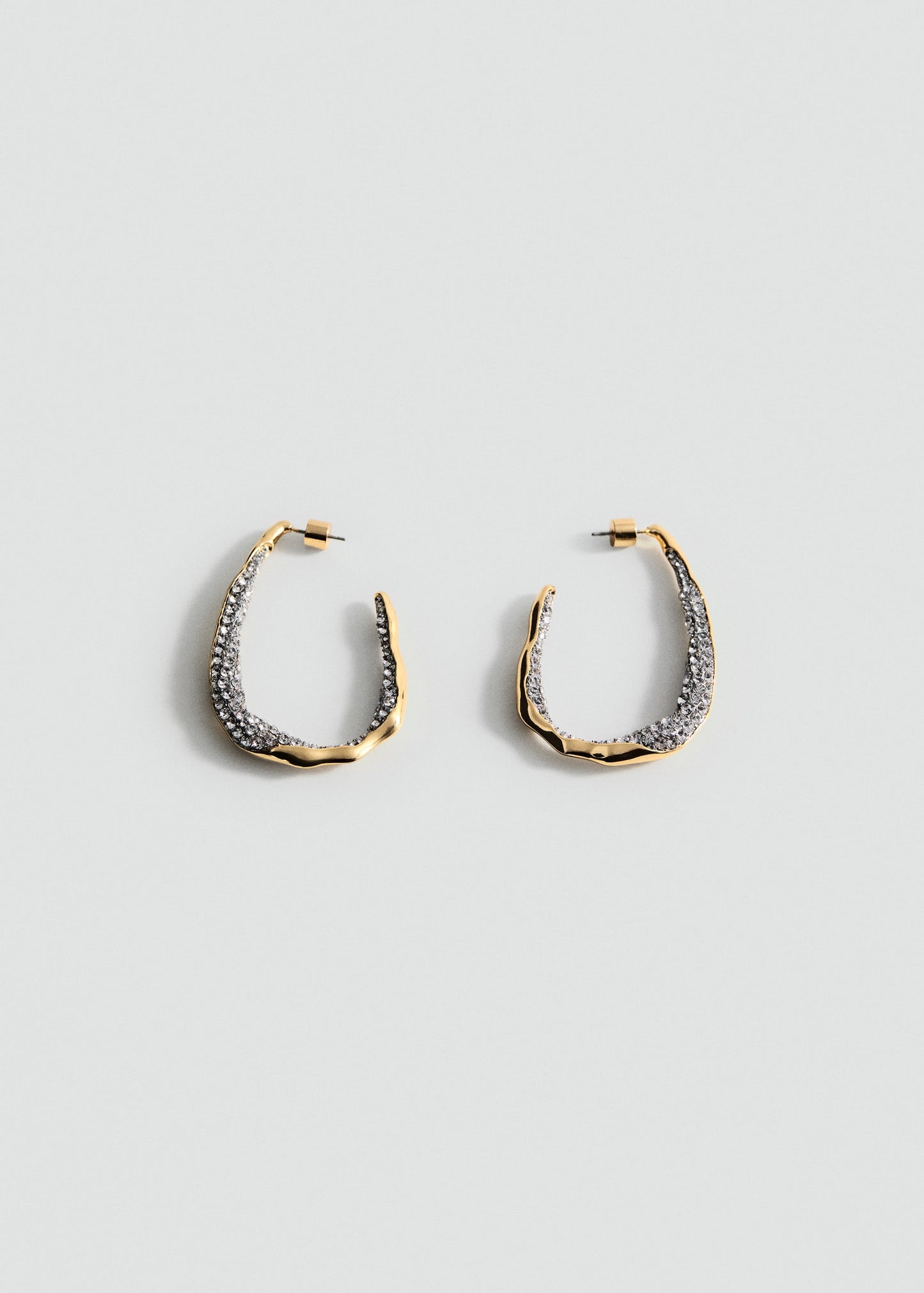 MANGO - Hoops crystal earrings gold - One size - Woman