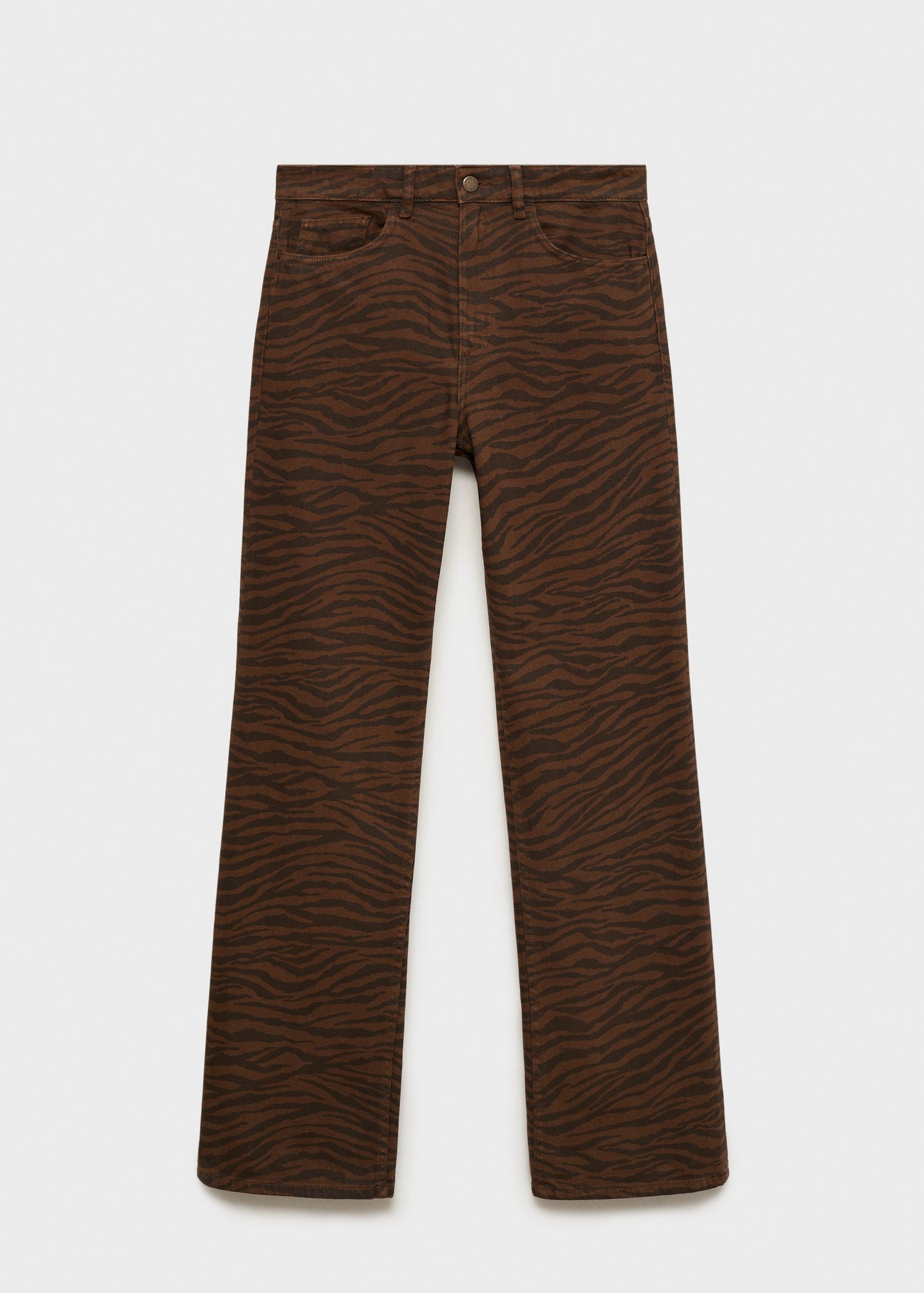 MANGO - Zebra-print straight-fit jeans chocolate - 14 - Woman