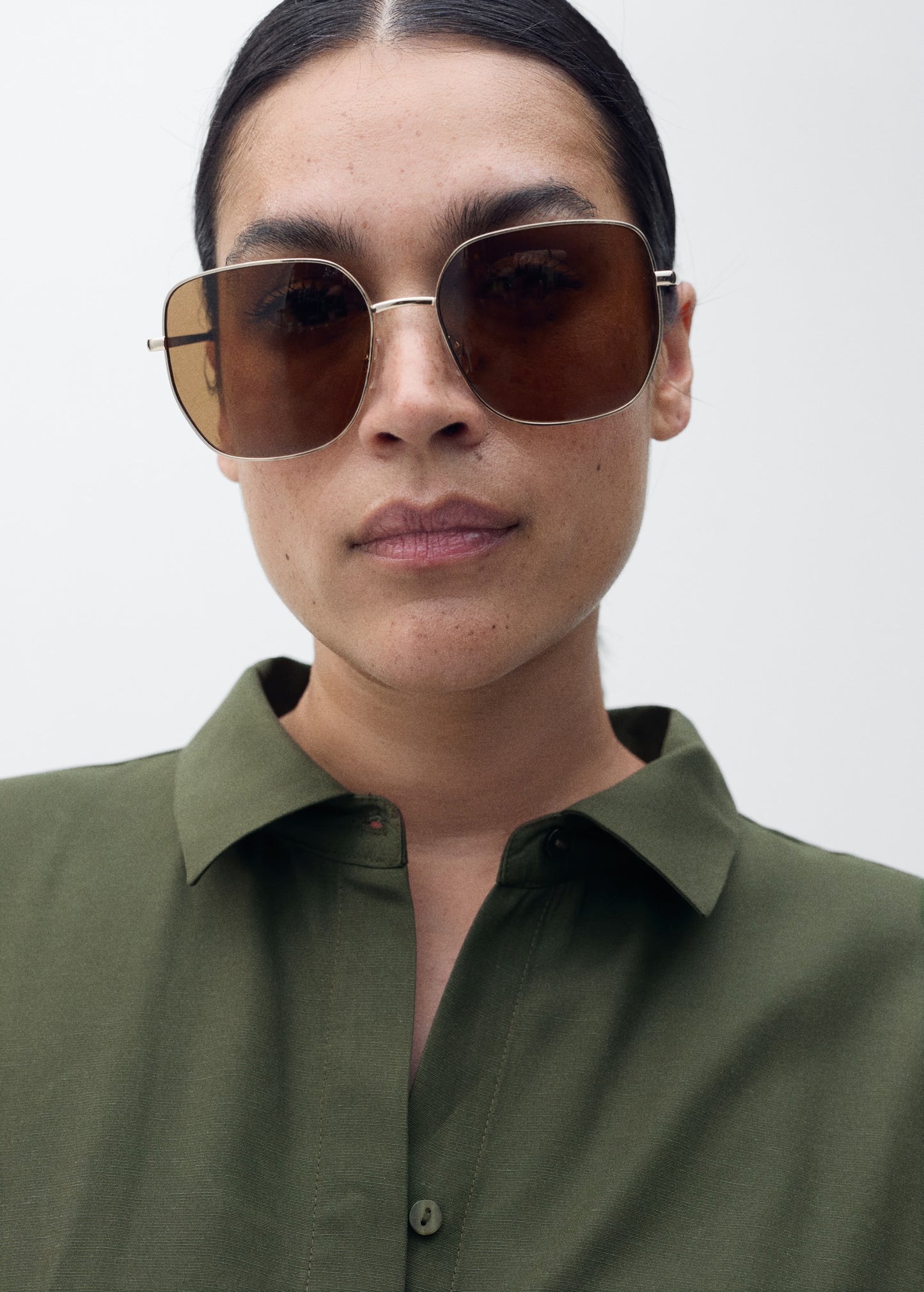 MANGO - Linen and lyocell-blend shirt dress with belt khaki - 4 - Woman