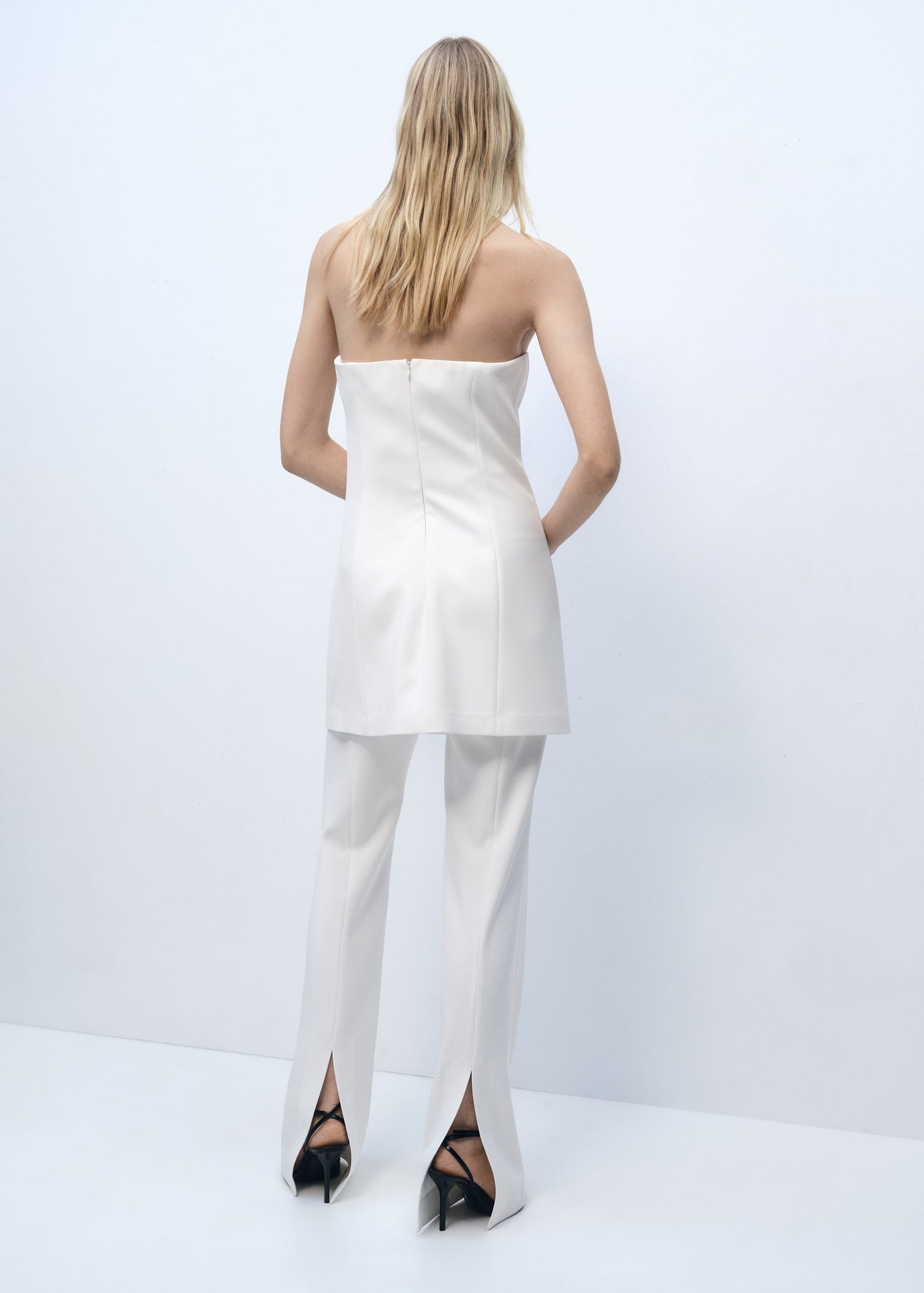 MANGO - Combined strapless jumpsuit ecru - XL - Woman
