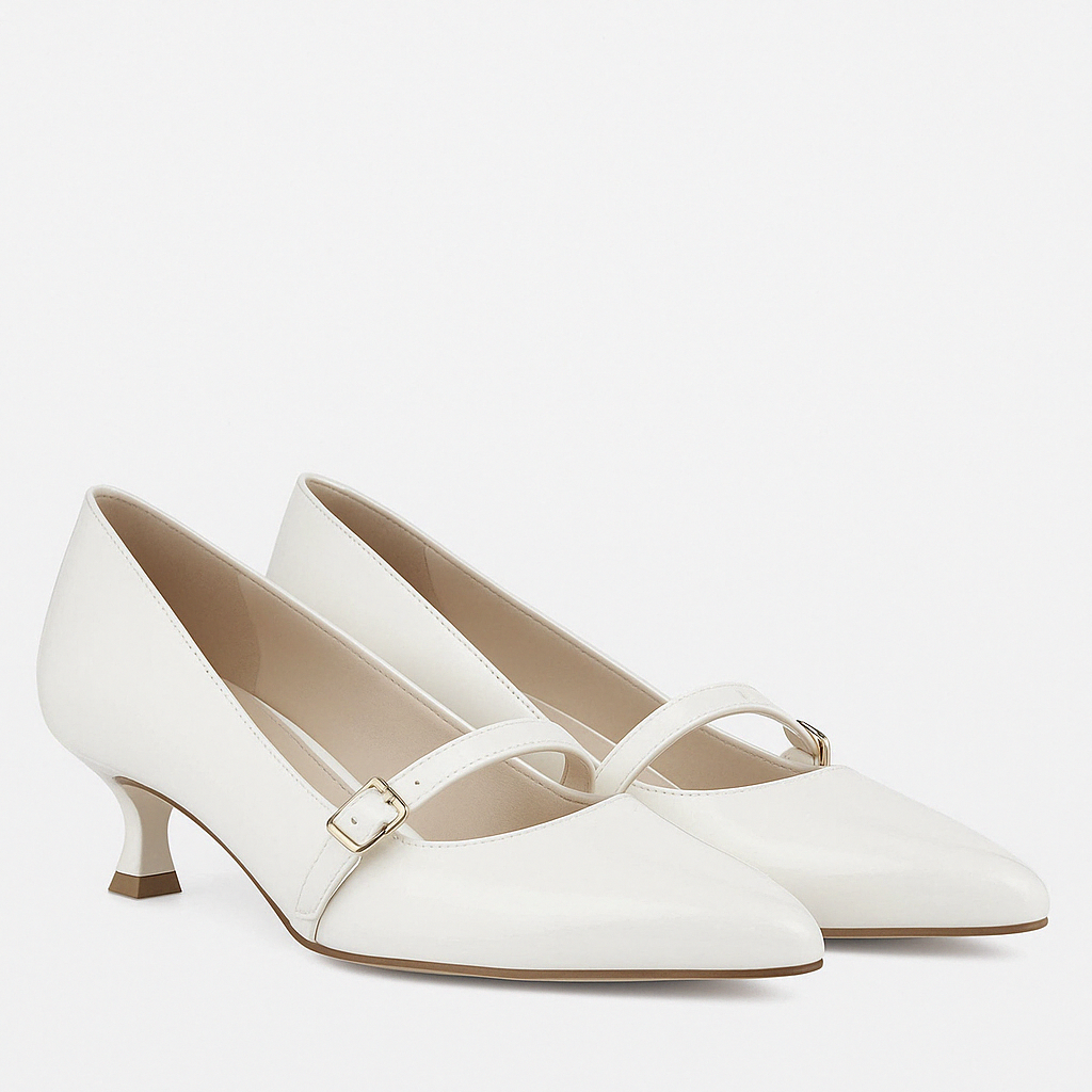 Lifestride Women's Madelyn Mary Jane Pump Shoes (White Faux Leather) - Size 7.0 M