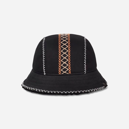 UGG® Women's Atherson Embroidered Hat Sheepskin Hats in Black, Size Small - Medium