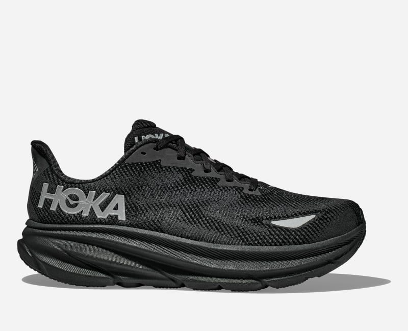 HOKA Women's Clifton 9 GTX Shoes in Black/Black, Size 10.5