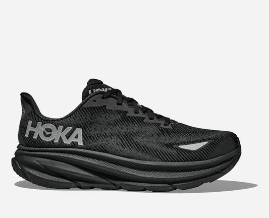 HOKA Women's Clifton 9 GTX Shoes in Black/Black, Size 10.5