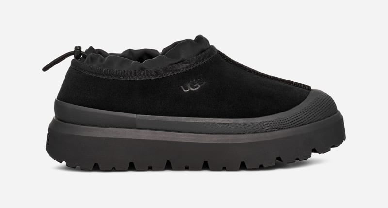 UGG® Men's Tasman Weather Hybrid Suede Clogs in Black/Black, Size M7 / W8