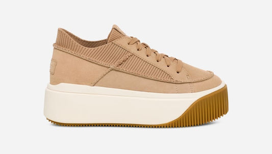 UGG® Women's EZ-Duzzit Lace Suede Sneakers in Sand, Size 6.5