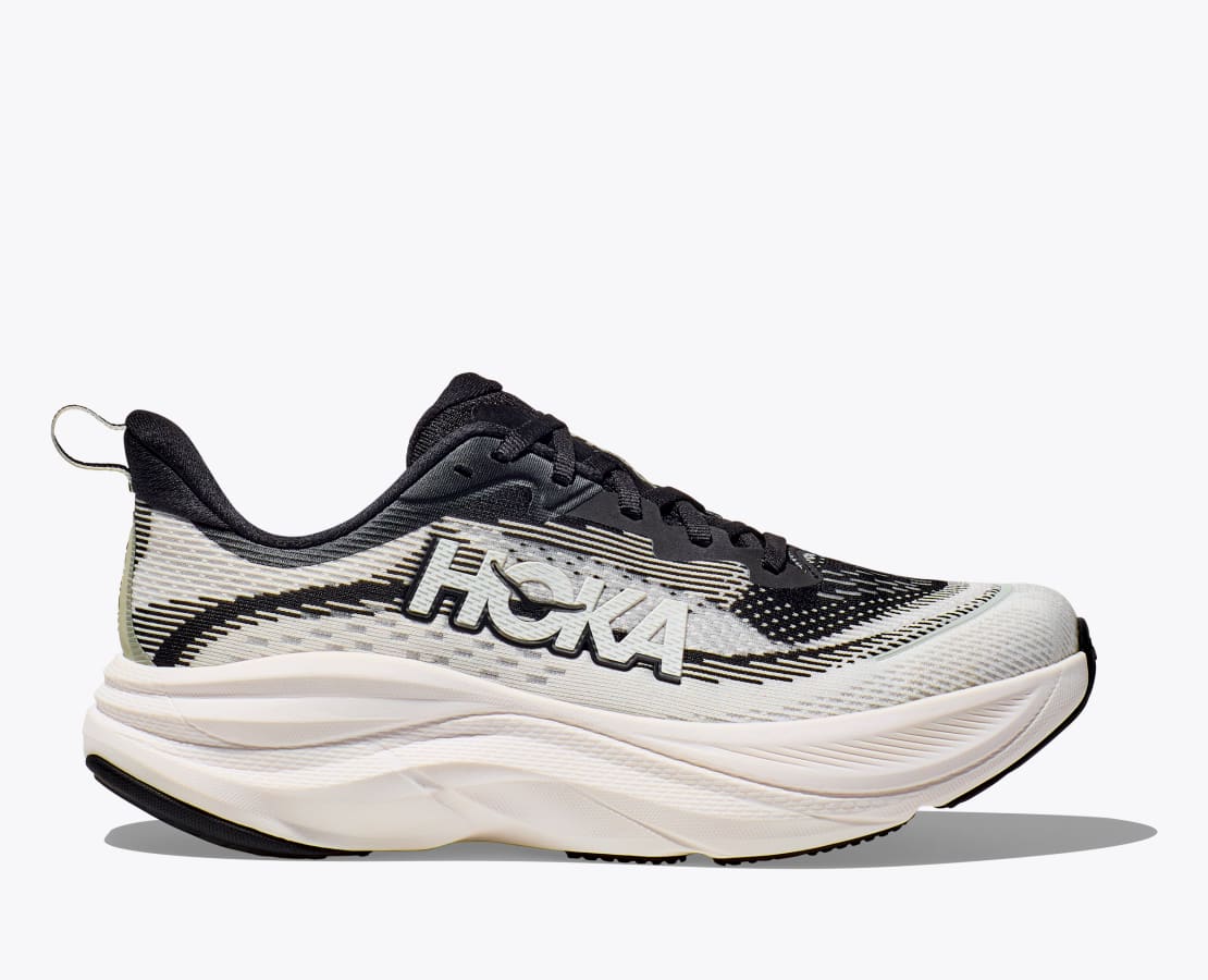 HOKA Women's Skyflow Shoes in Black/White, Size 8