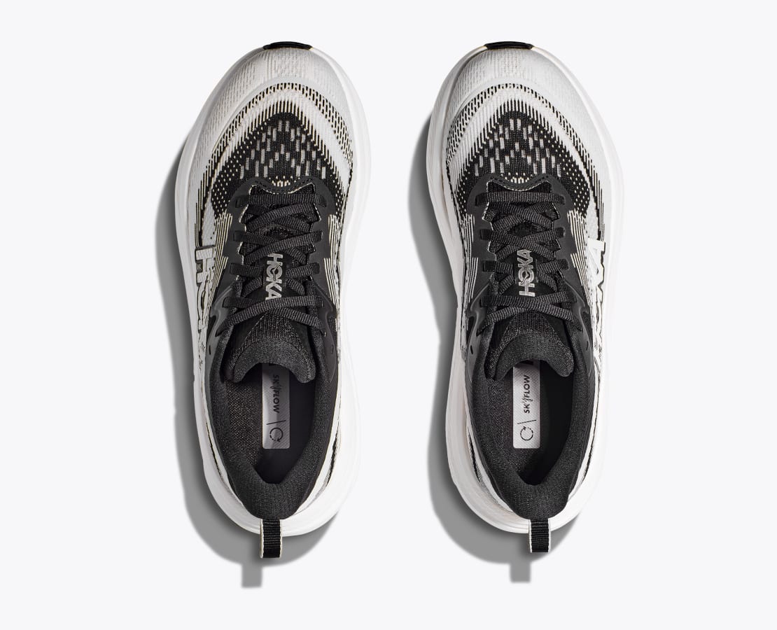 HOKA Women's Skyflow Shoes in Black/White, Size 8