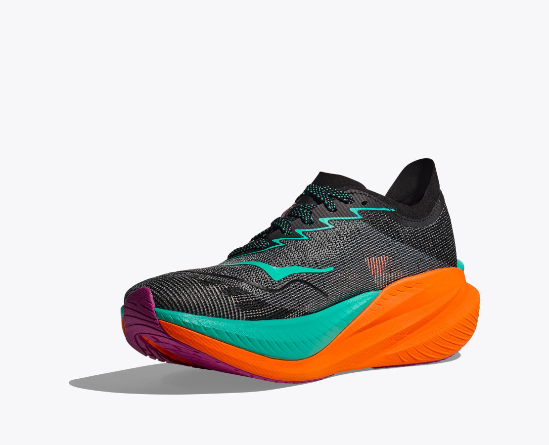 HOKA Women's Mach X 2 Shoes in Black/Electric Aqua, Size 10