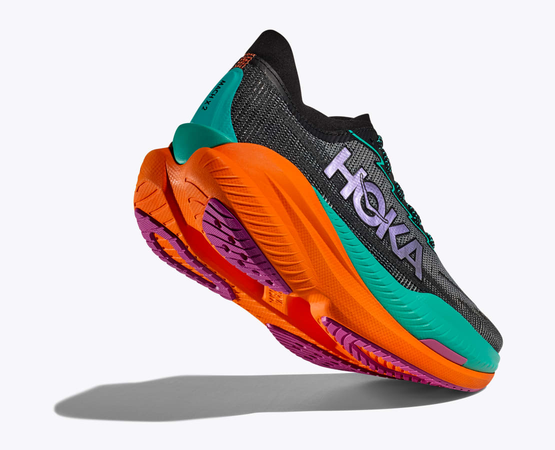 HOKA Women's Mach X 2 Shoes in Black/Electric Aqua, Size 10
