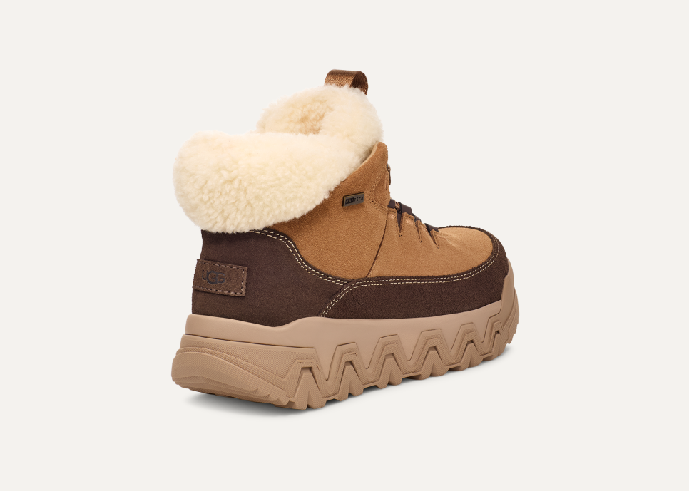 UGG® Women's TerreTrail Cozy Lace Suede/Waterproof Cold Weather Boots in Chestnut, Size 8.5