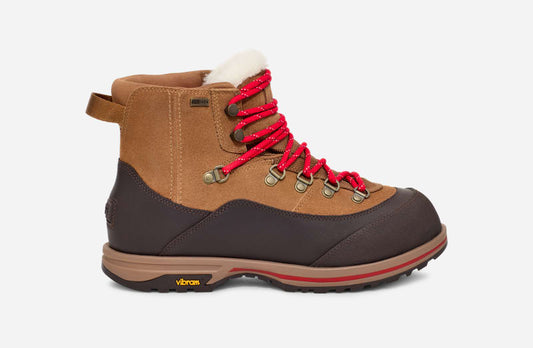 UGG® Women's Brecken Lace Leather/Suede Cold Weather Boots in Chestnut, Size 5