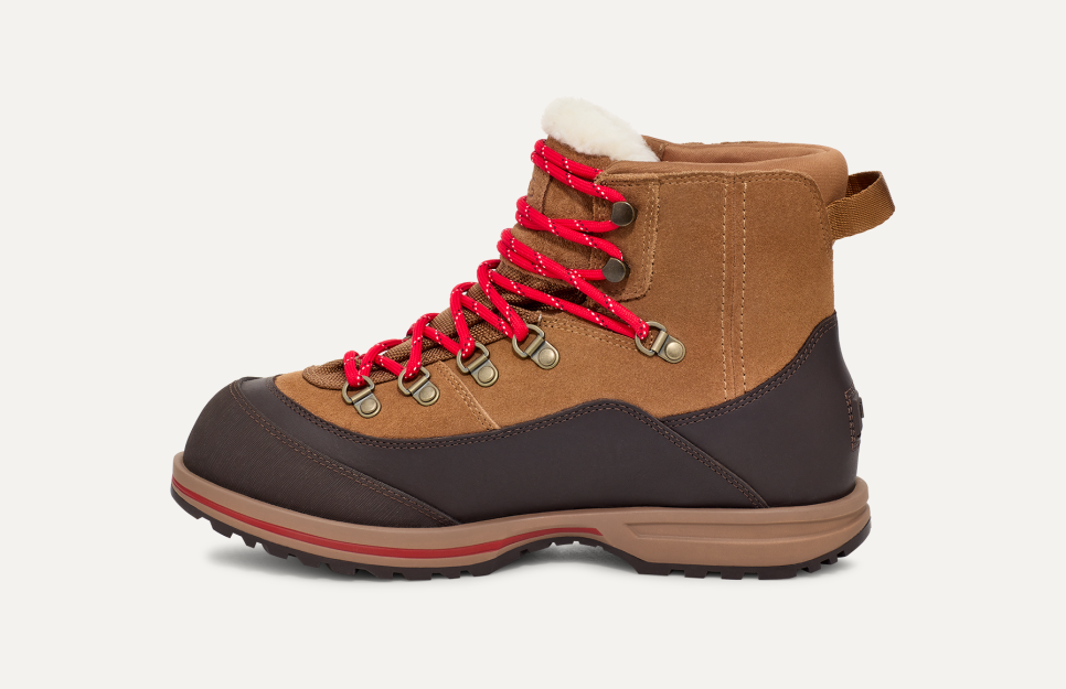 UGG® Women's Brecken Lace Leather/Suede Cold Weather Boots in Chestnut, Size 5