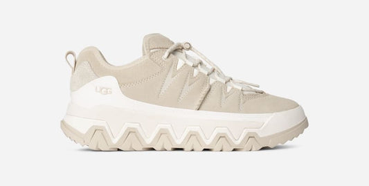 UGG® Women's CapTrail Low Suede/Textile/Recycled Materials Sneakers in Light Beige, Size 7