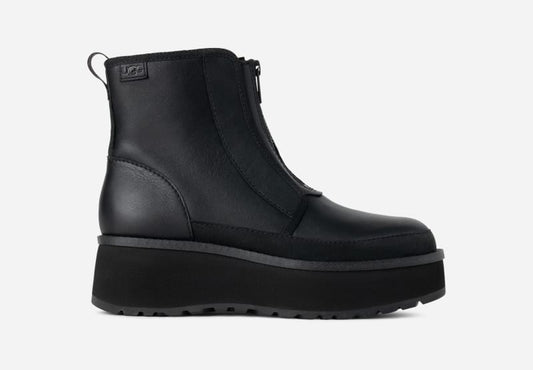 UGG® Women's Cityfunc Zip Leather Boots in Black, Size 5