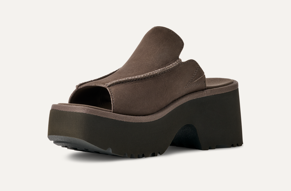 UGG® Women's New Heights Slide Nubuck Sandals in Molasses, Size 5