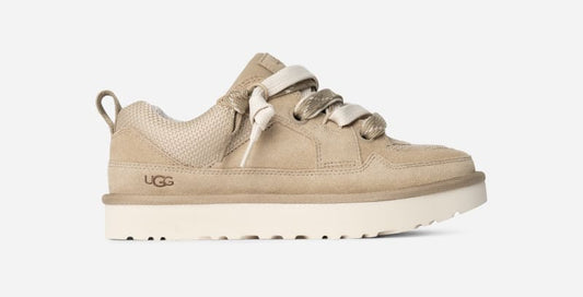 UGG® Women's Lo Lowmel Suede/Textile/Recycled Materials Sneakers in Mustard Seed, Size 9