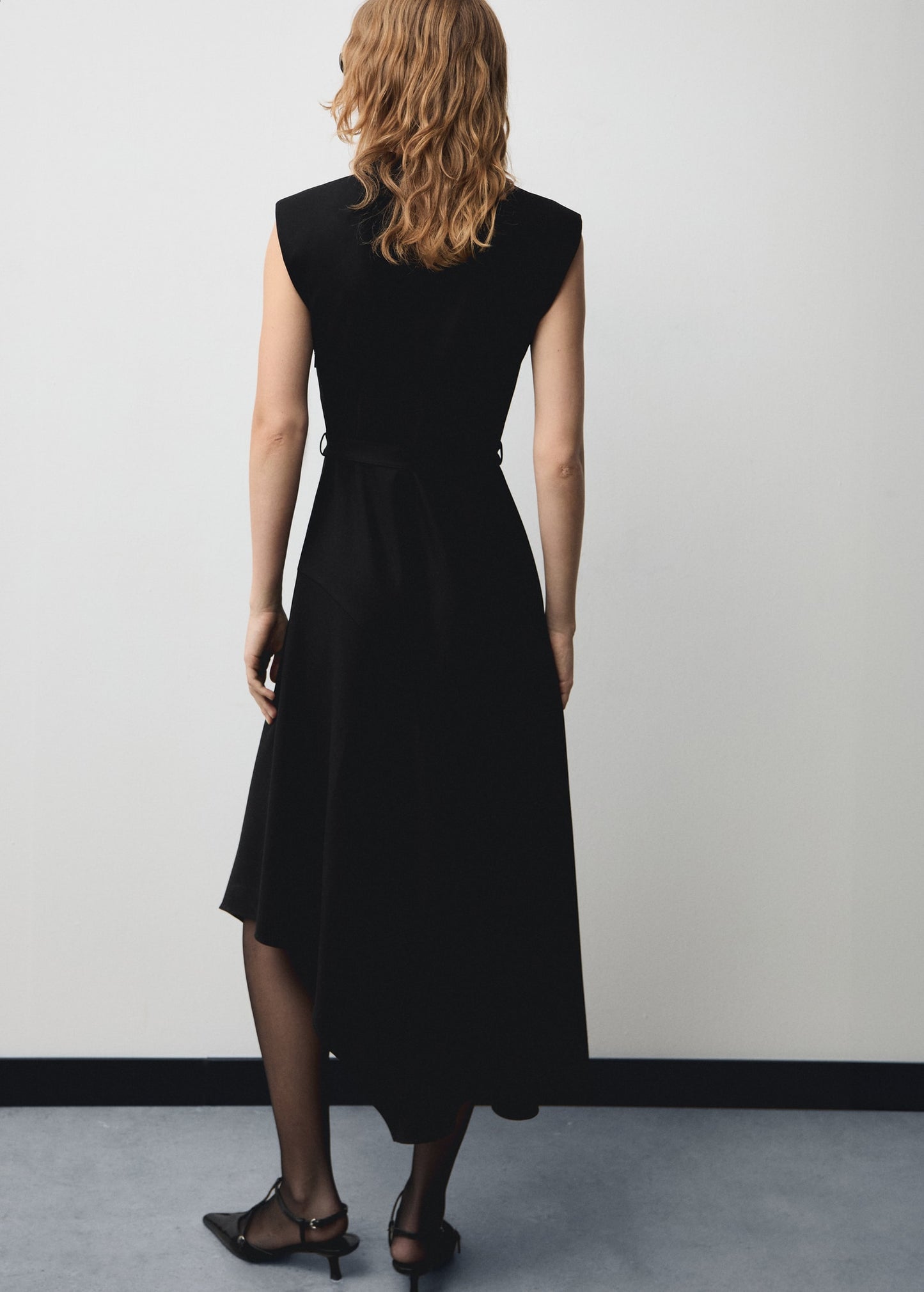 MANGO - Asymmetrical dress with belt black - 8 - Woman