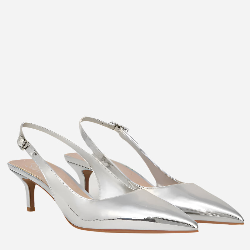 Franco Sarto Women's Kate Slingback Pump Shoes (Silver Faux Leather) - Size 5.0 M