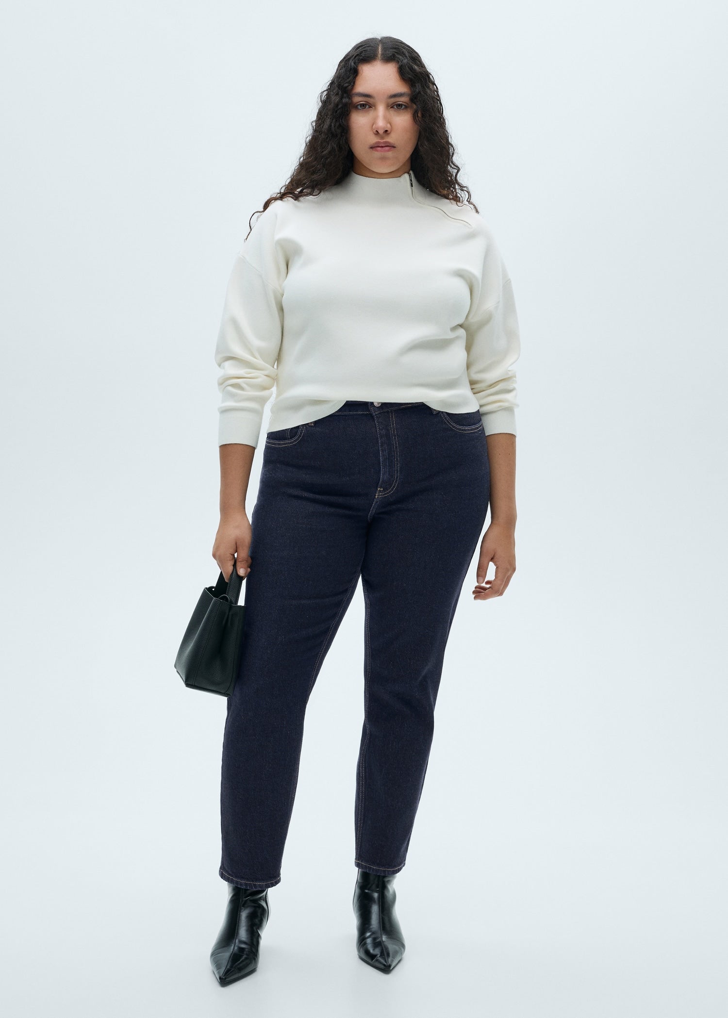 MANGO - Newmom comfort high-rise jeans open blue - 0 - Woman