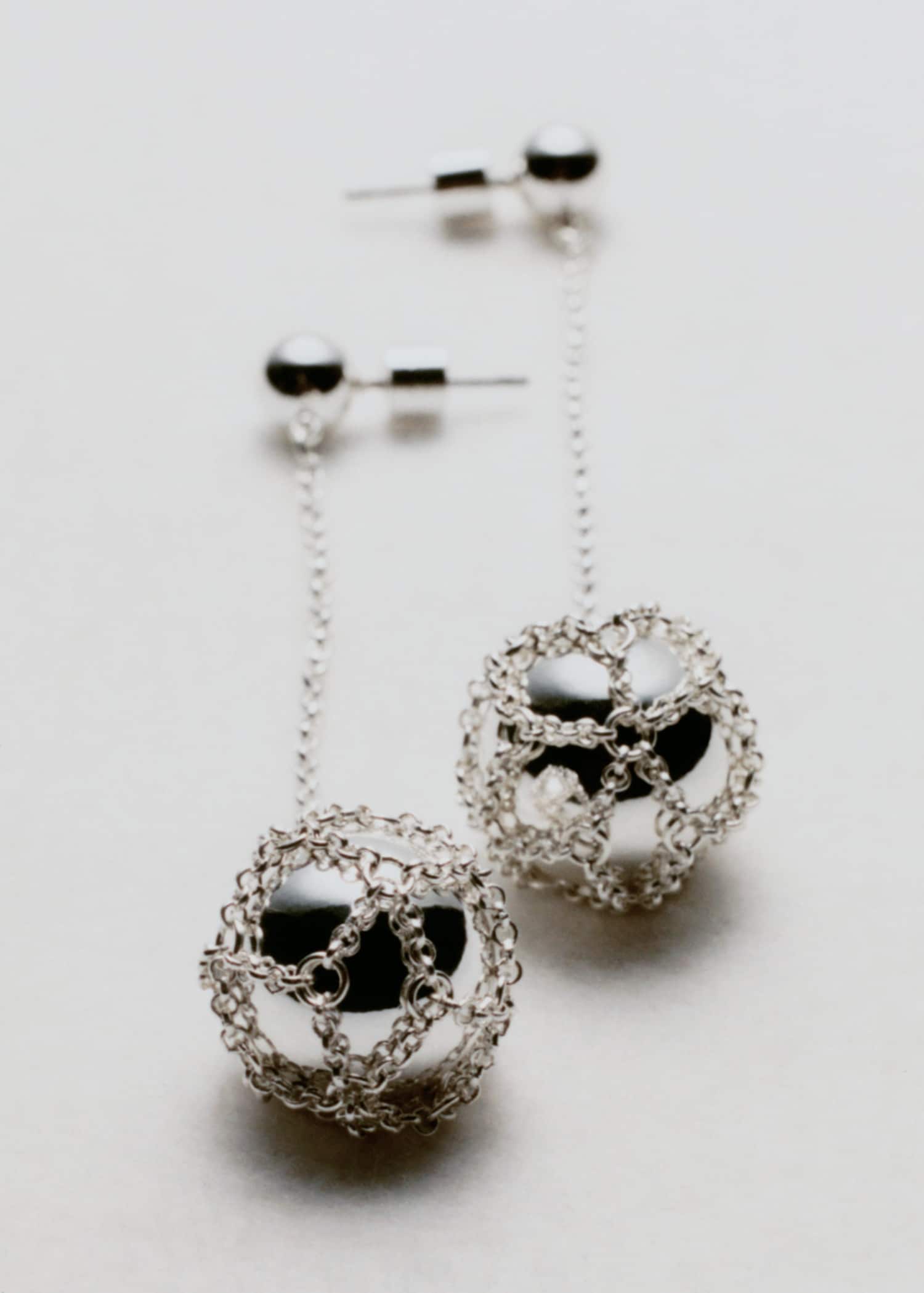 MANGO - Sphere drop earrings silver - One size - Woman