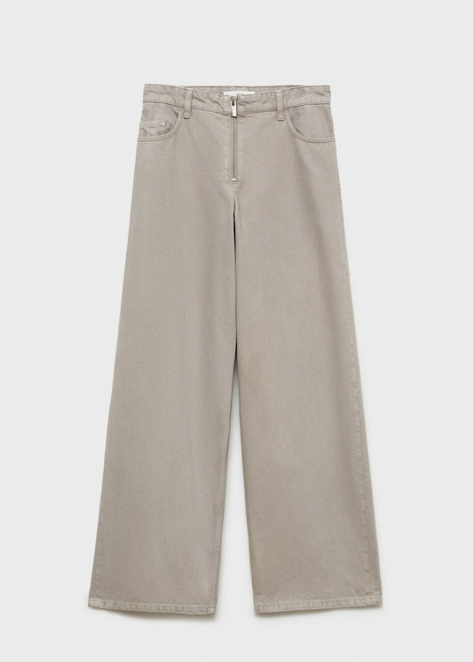 MANGO - Wideleg jeans with zip grey - 0 - Woman