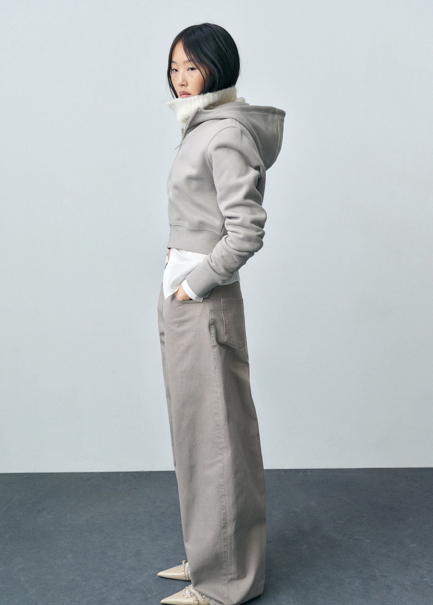 MANGO - Wideleg jeans with zip grey - 0 - Woman