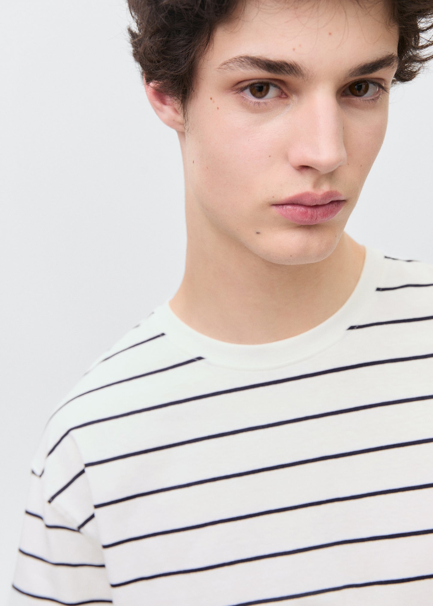 MANGO TEEN - Striped short-sleeved t-shirt off white - L - Teenage boy