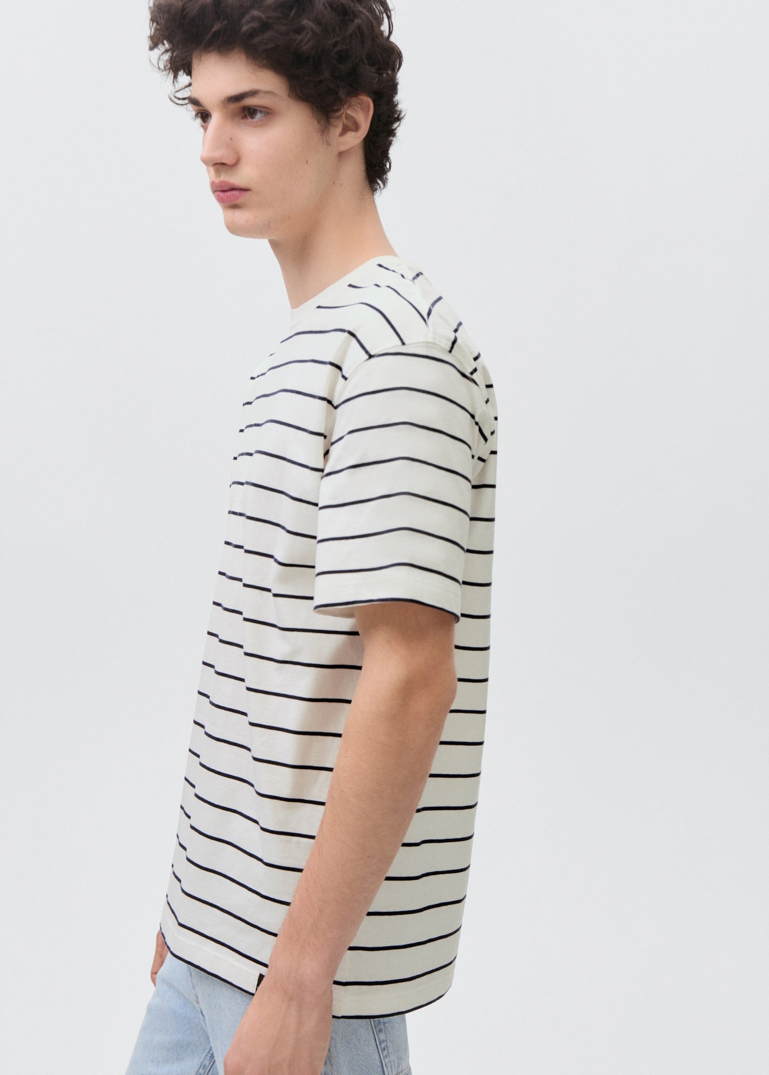 MANGO TEEN - Striped short-sleeved t-shirt off white - L - Teenage boy