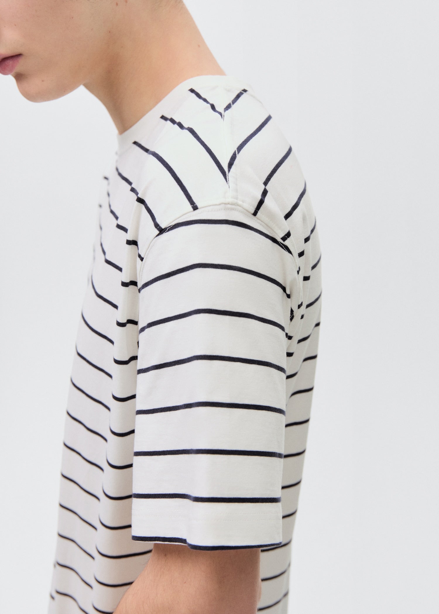 MANGO TEEN - Striped short-sleeved t-shirt off white - L - Teenage boy