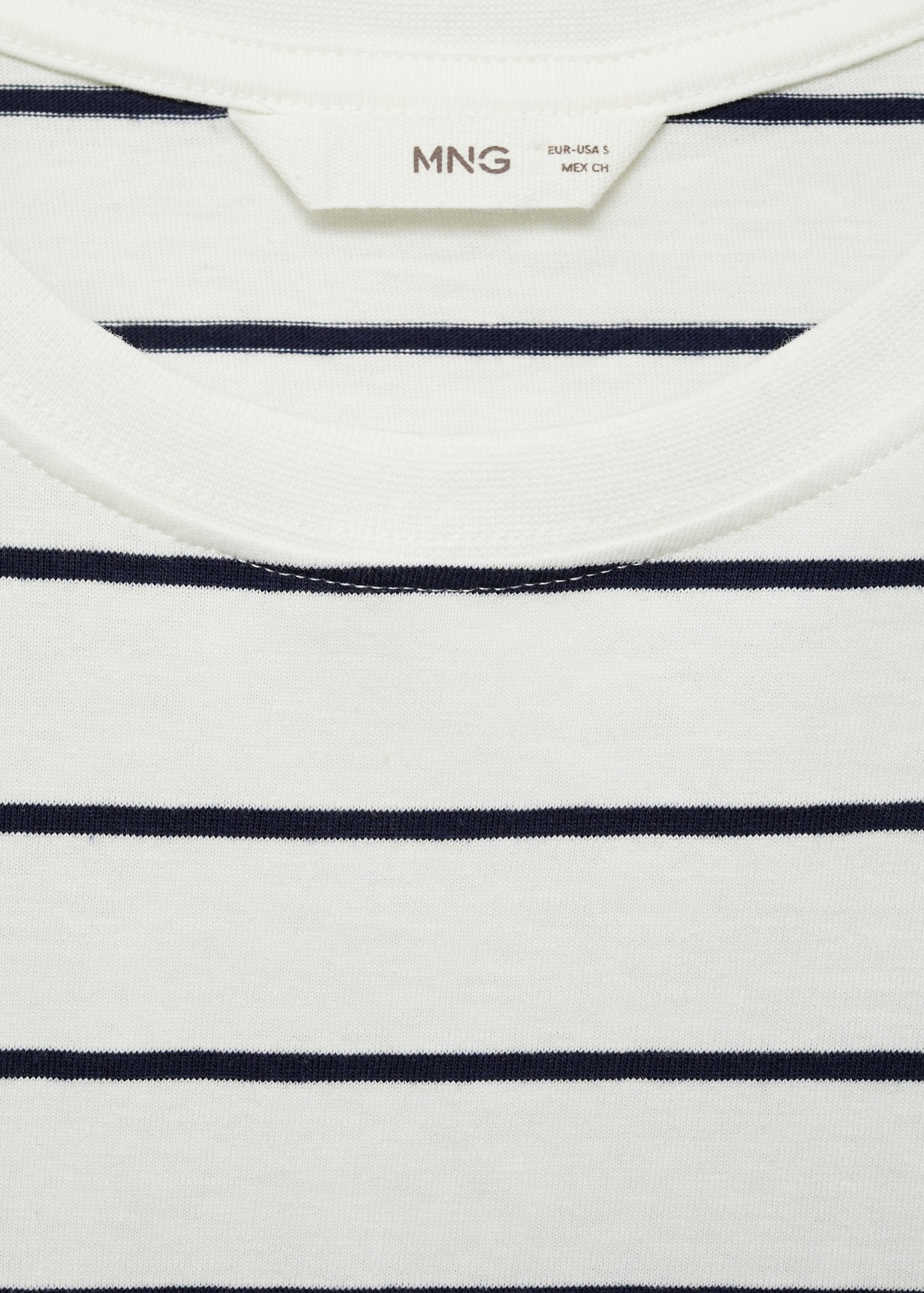 MANGO TEEN - Striped short-sleeved t-shirt off white - L - Teenage boy