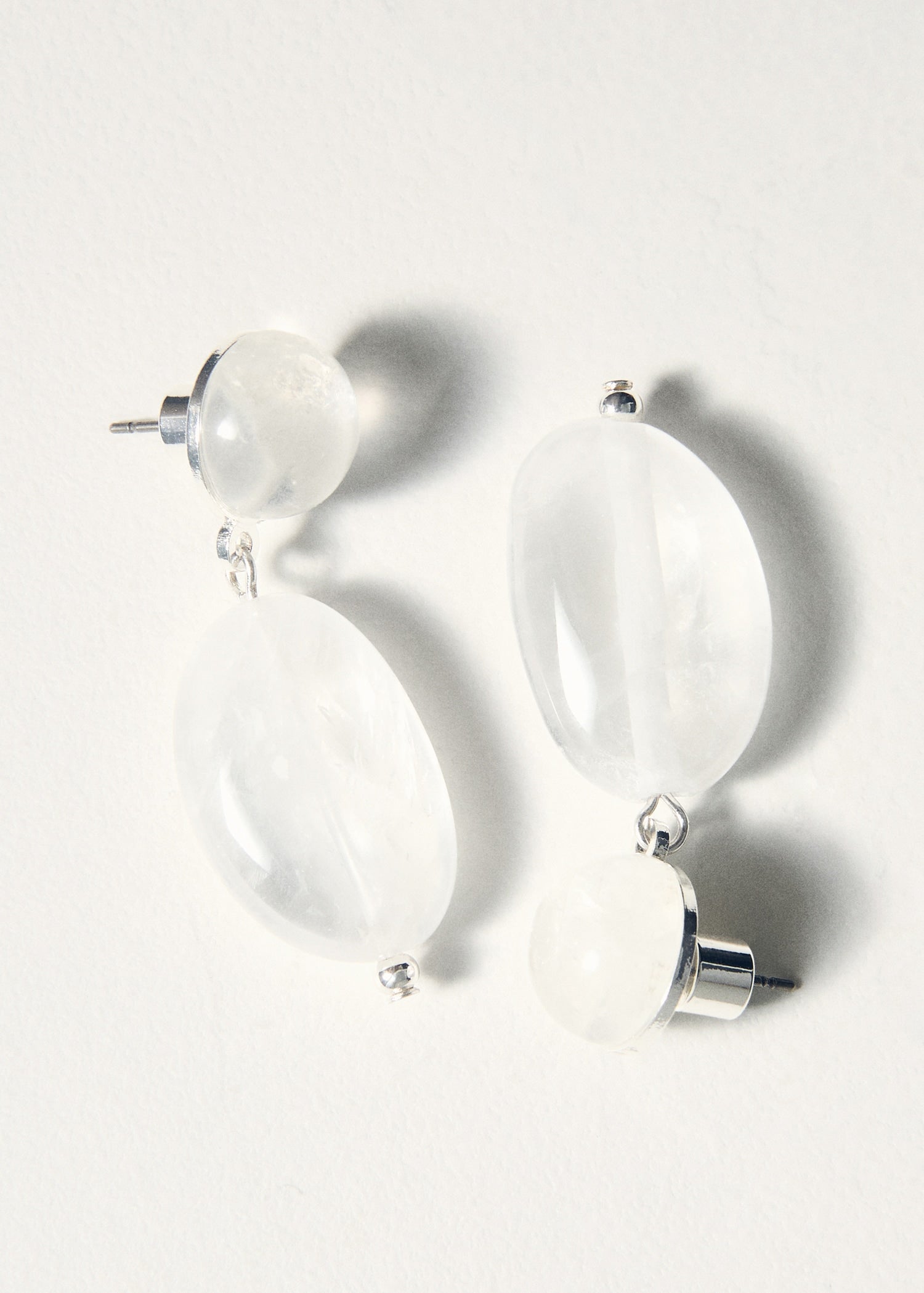 MANGO - Stone pendant earrings silver - One size - Woman
