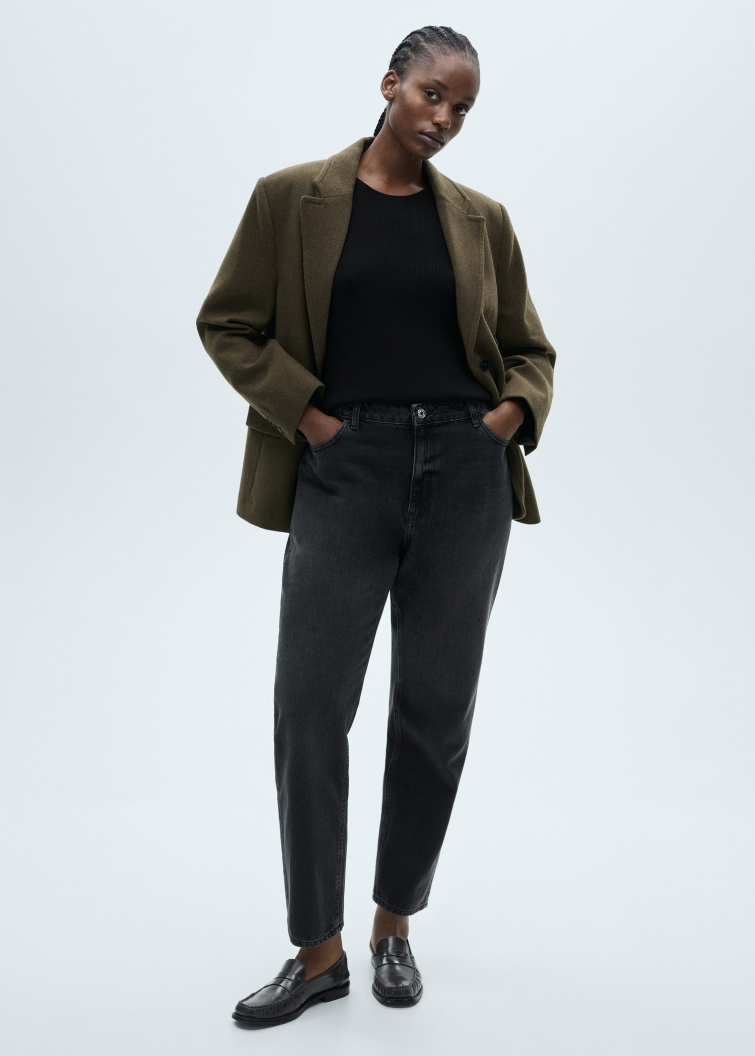 MANGO - Mom2000 high-rise jeans black denim - 10 - Woman