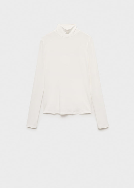 MANGO - Fitted turtleneck t-shirt white - M - Woman