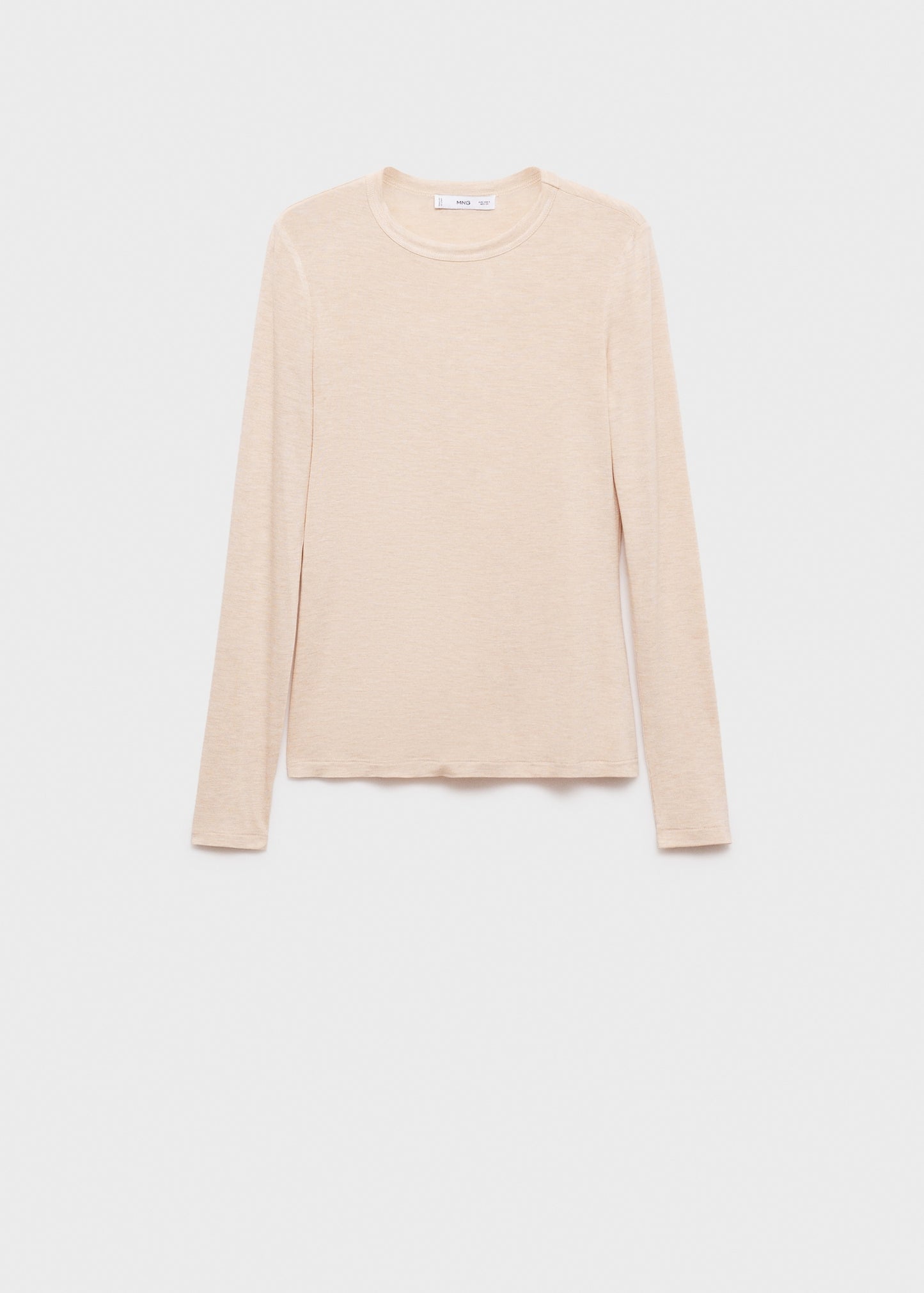 MANGO - Long-sleeved fitted t-shirt sand - S - Woman