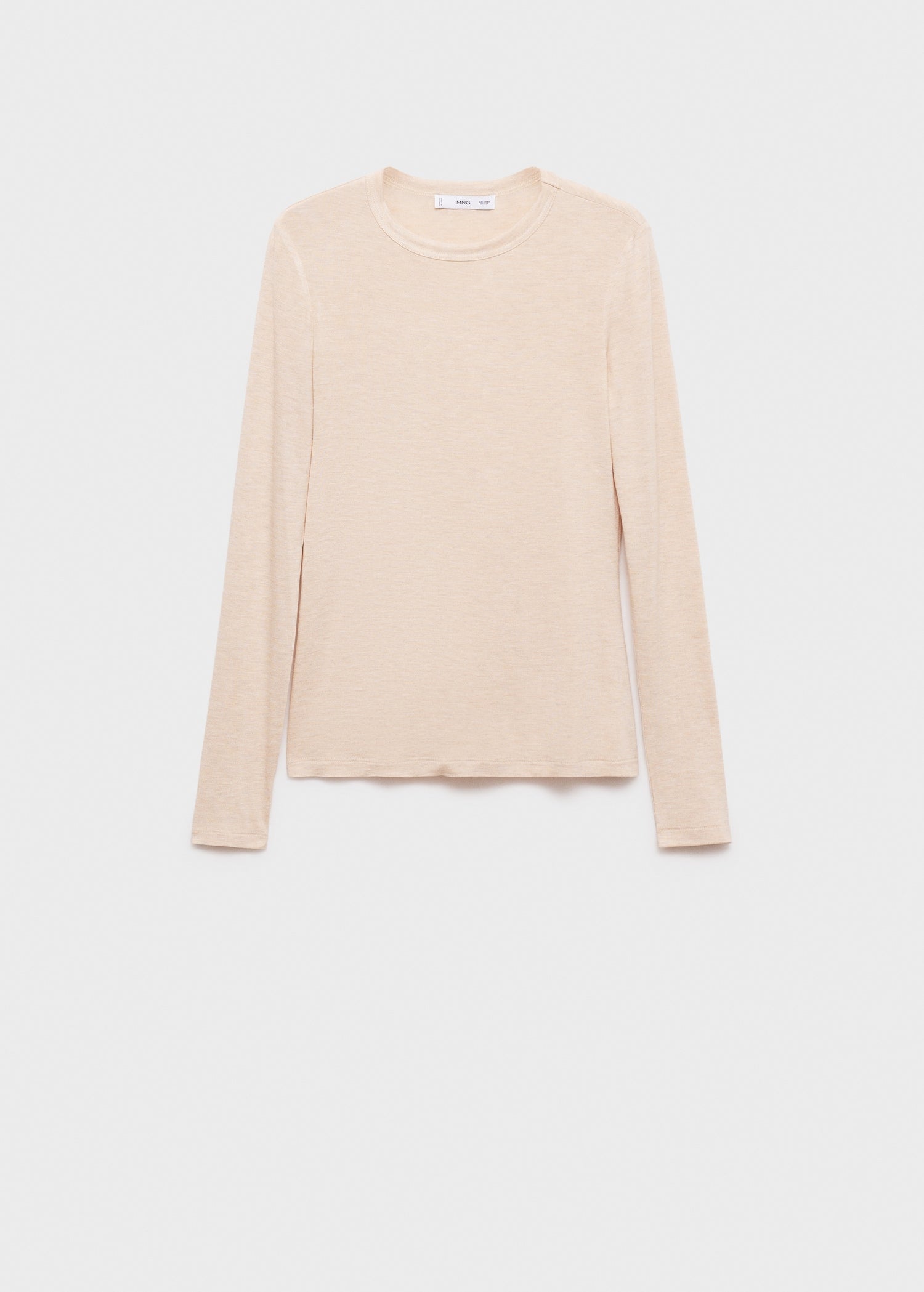 MANGO - Long-sleeved fitted t-shirt sand - S - Woman