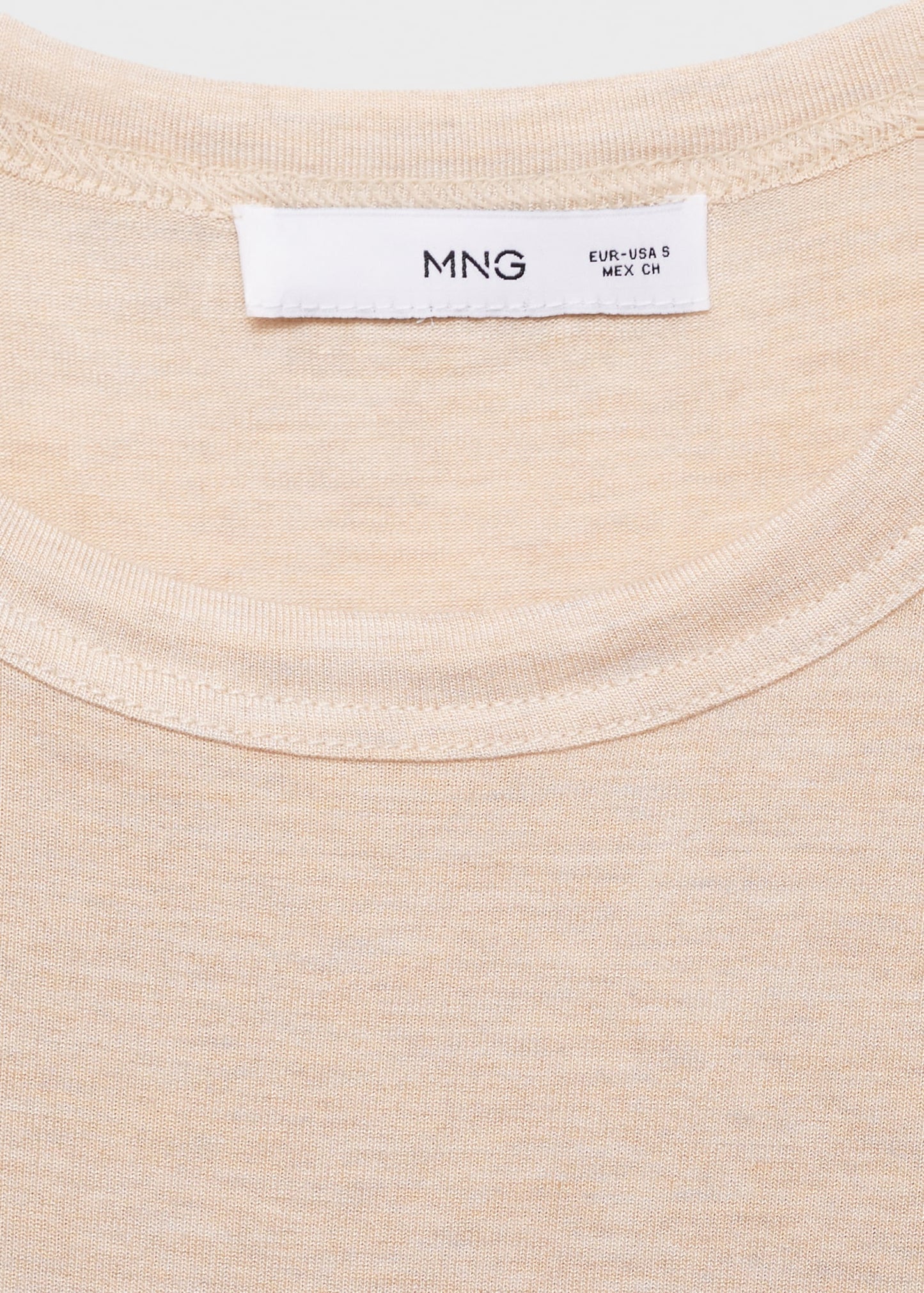 MANGO - Long-sleeved fitted t-shirt sand - S - Woman