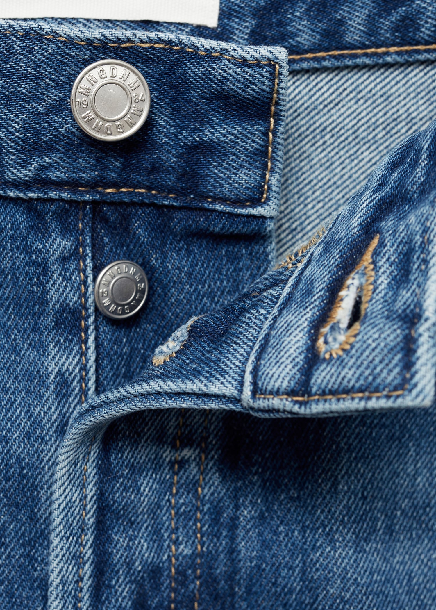 MANGO - Wideleg jeans with turned-up hem medium blue - 12 - Woman