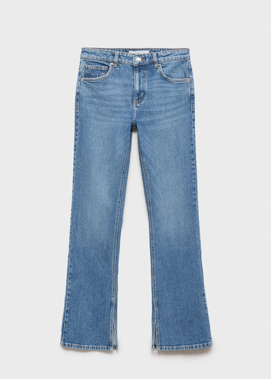 MANGO - Medium-rise straight jeans with slits medium blue - 10 - Woman