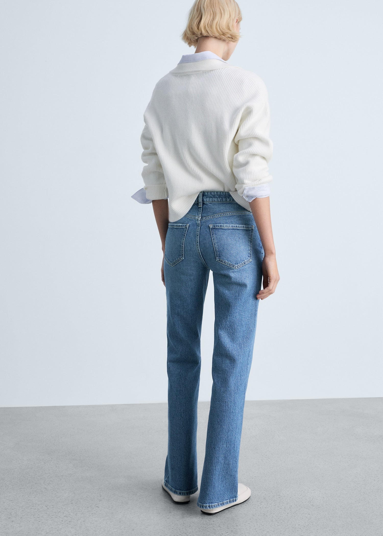 MANGO - Medium-rise straight jeans with slits medium blue - 10 - Woman
